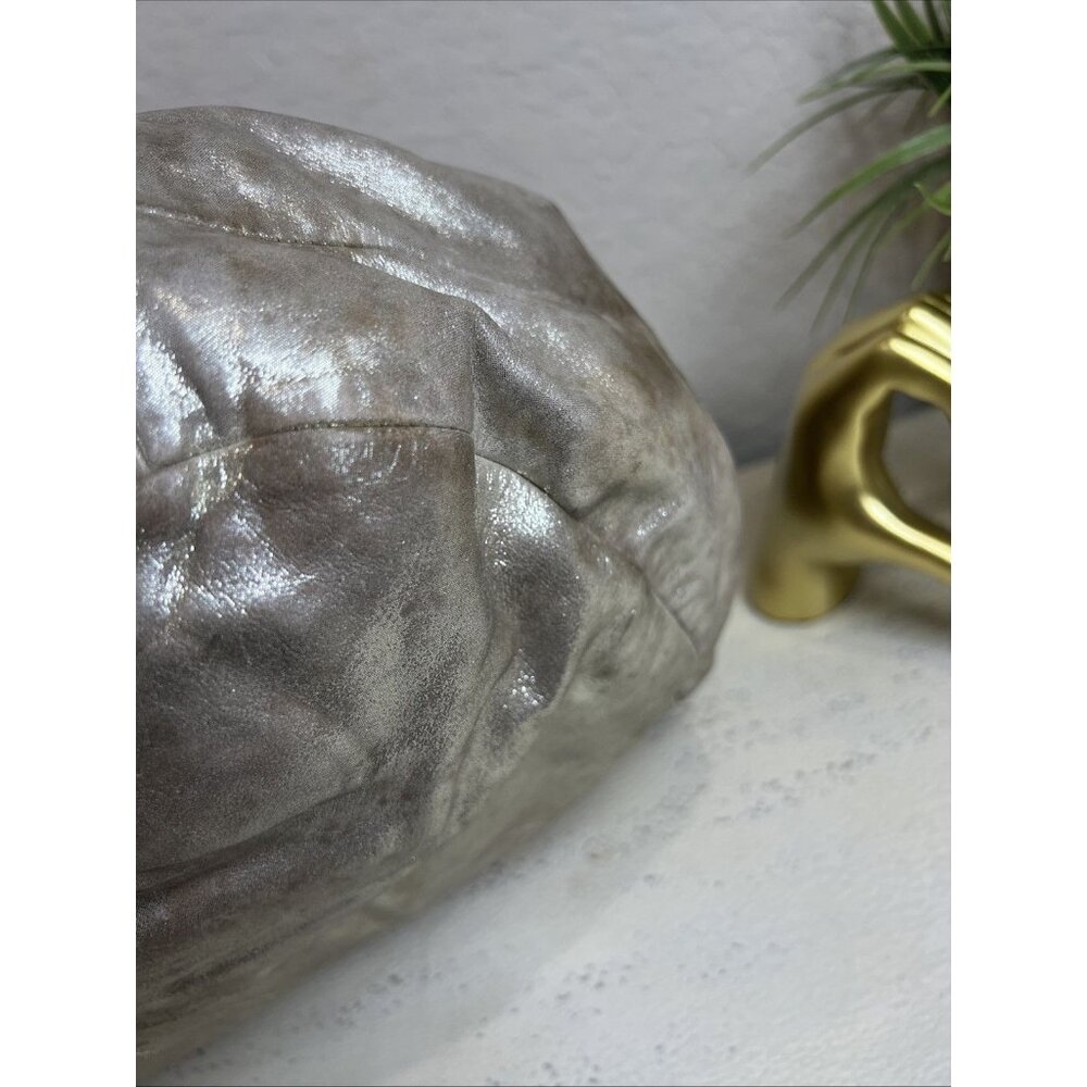 Coach (2011) Soho Lynn Metallic Champagne Shimmer Hobo Leather Bag Big Buckle - Picture 7 of 16